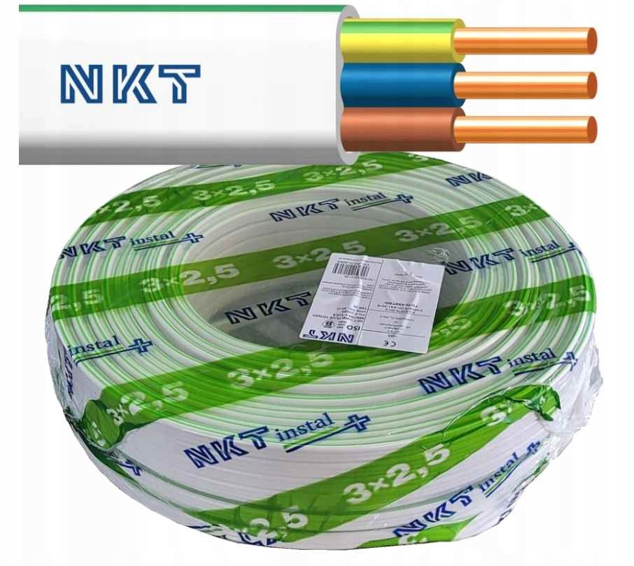 Plochý elektrický inštalačný kábel YDYp Nkt 3 x 2,5 50 m