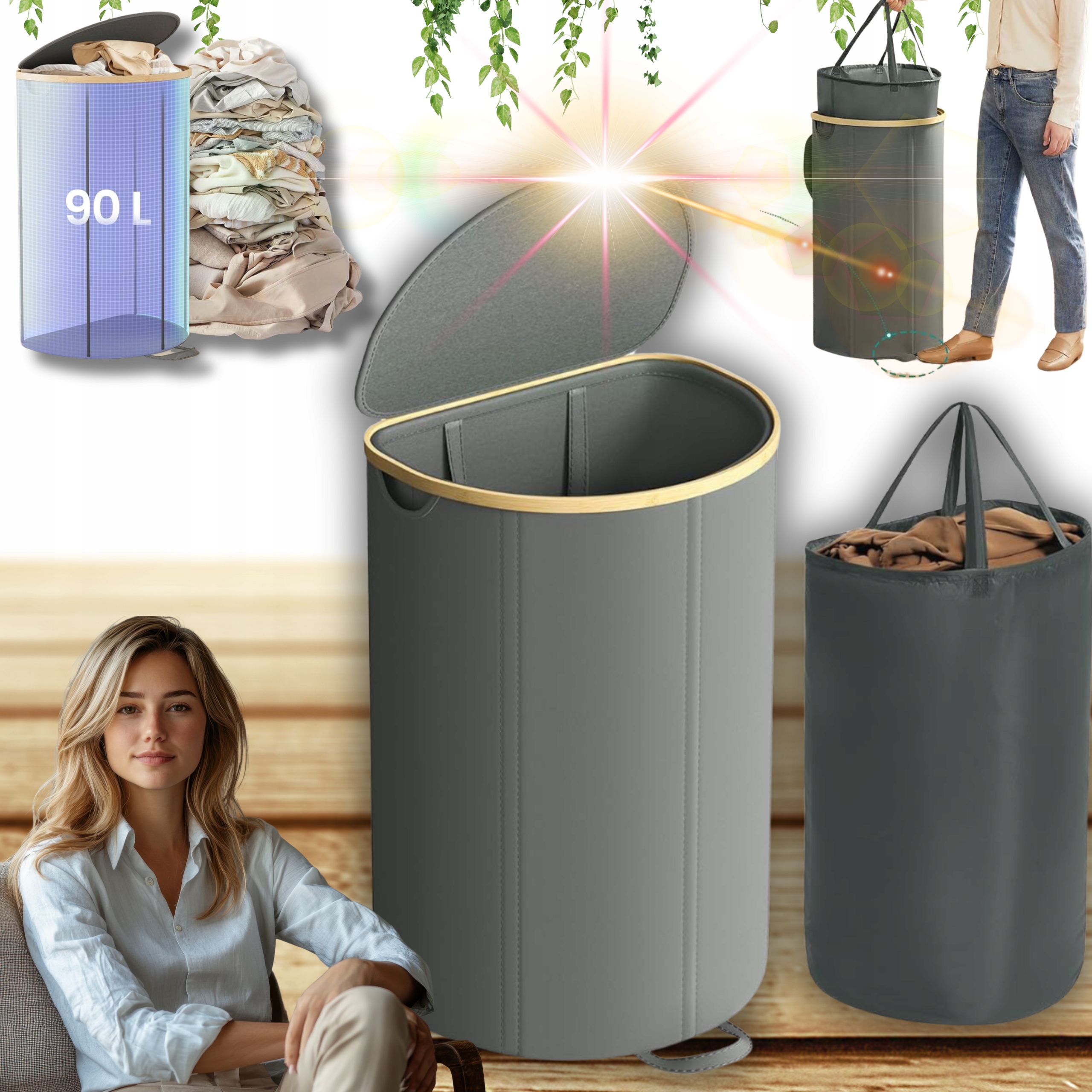 Koš Kontejner Organizér Na Prádlo Skládací S Víkem!