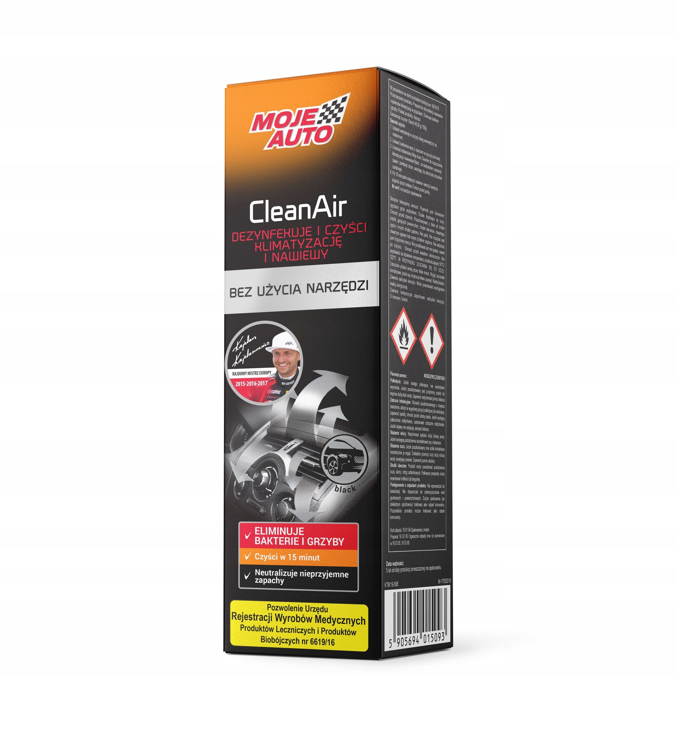 MOJE AUTO CLEAN AIR DEZYNFEKCJA KLIMATYZACJ BLACK GRANAT 150 ml 19-595