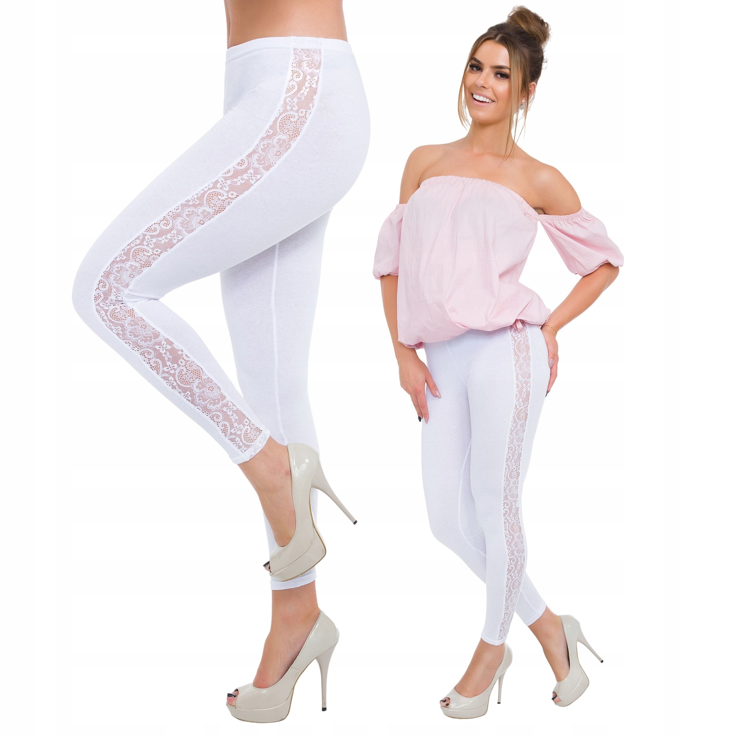 

Damskie Legginsy Z Koronkowym Lampasem 2XL