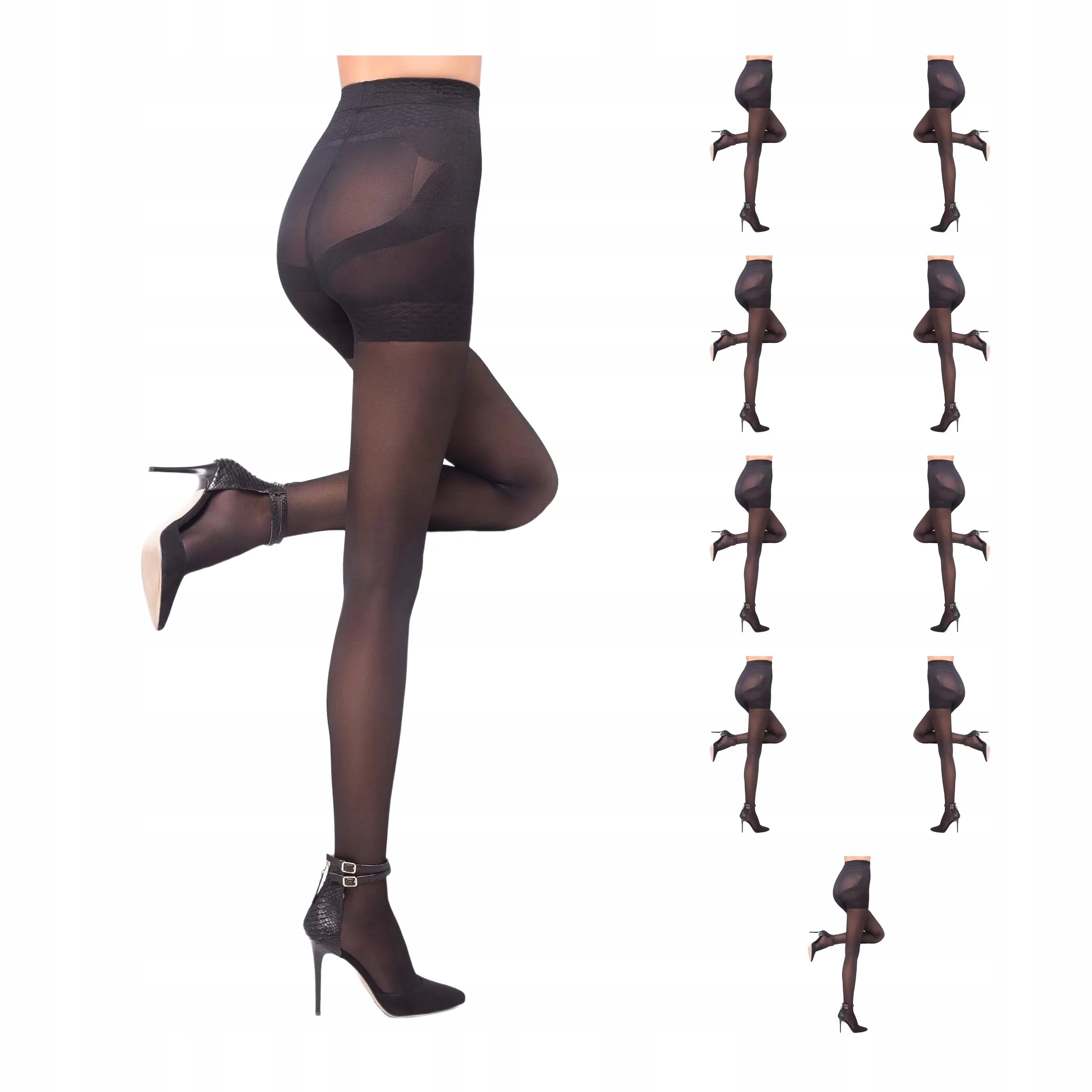 10 párů Punčocháče 303 Push-up 10x Černá 4-L