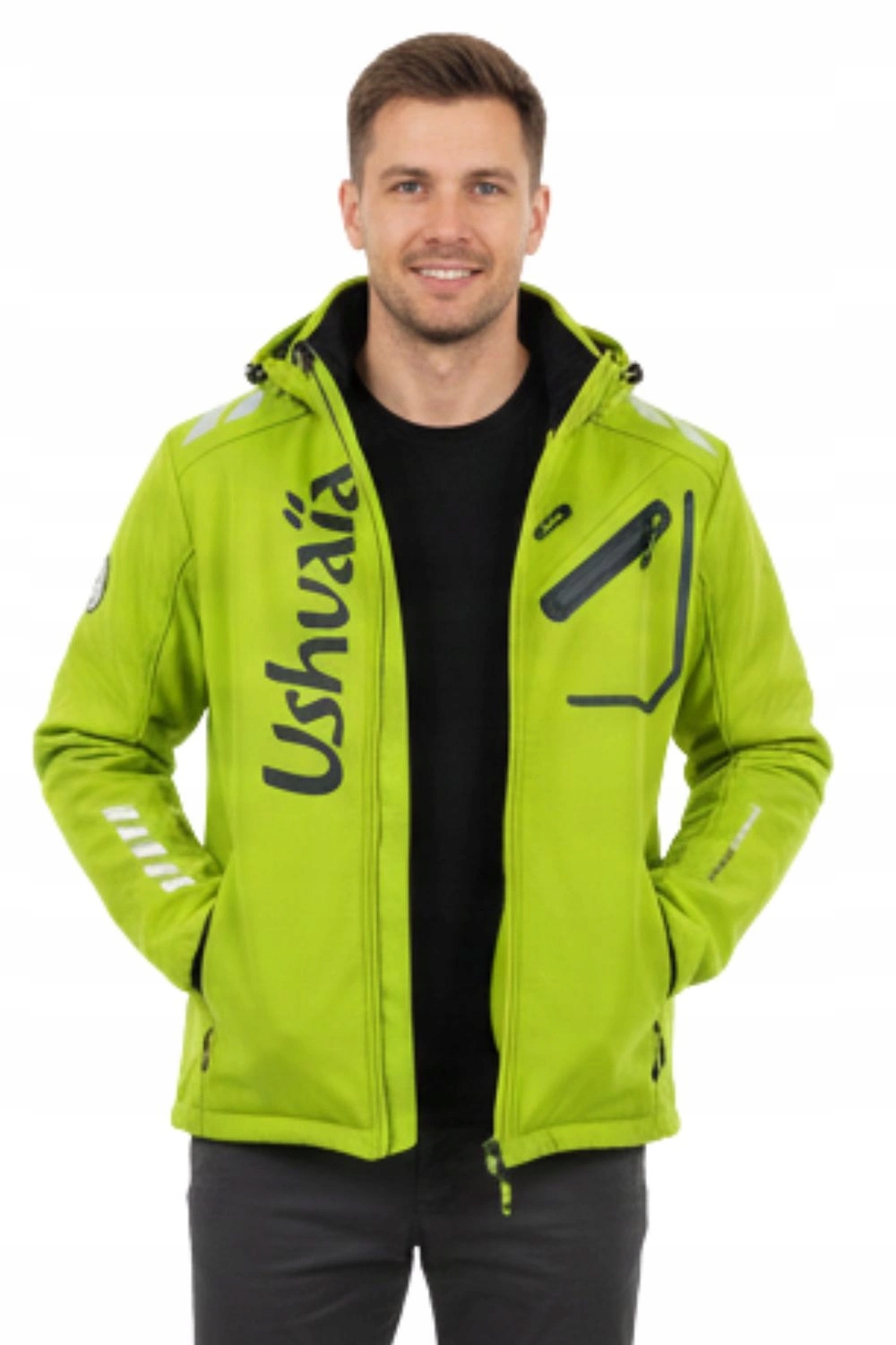 Pánská bunda Ushuaia Ronald s fleecovou kapucí, sportovní, softshellová, vel. M