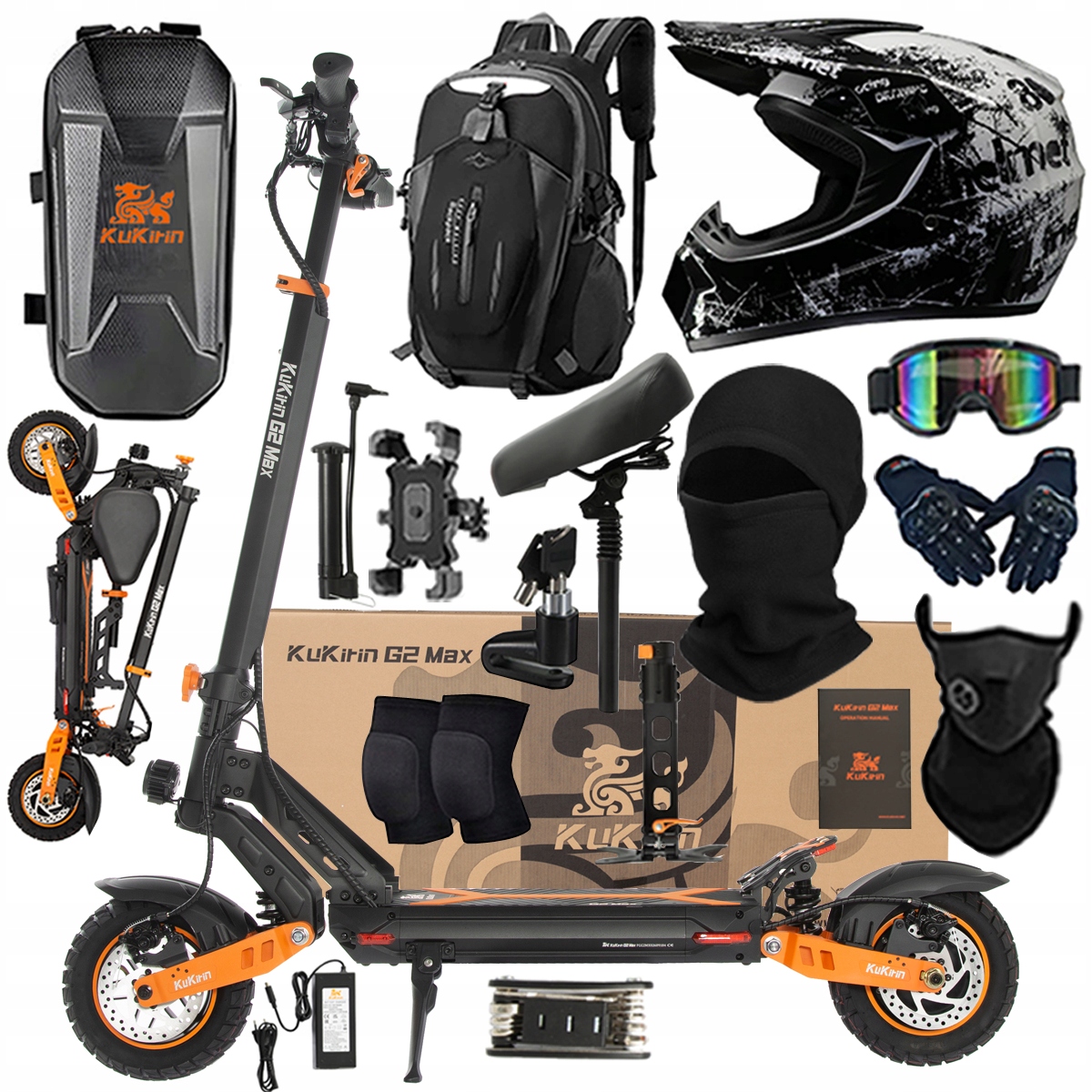 Kukirin G2 Max Składany Pojazd Elektryczny 1200W 48V 20Ah 55KM/H PL+Prezent