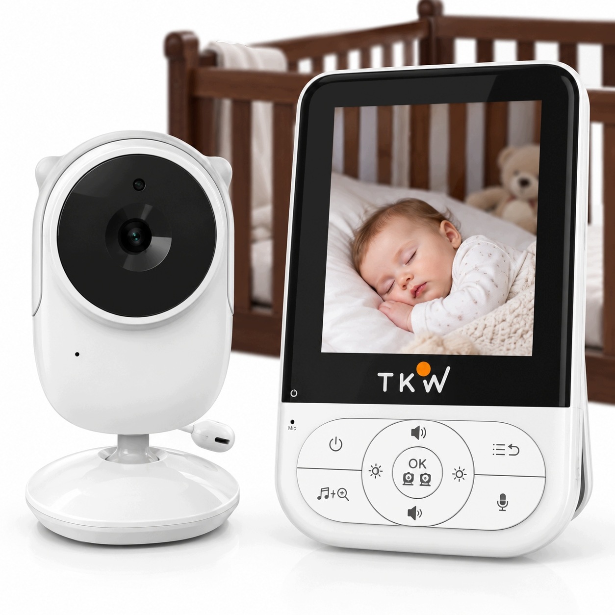 Niania Elektroniczna z Monitorem Kamerą 2x Zoom Tryb Nocny Eco Mode