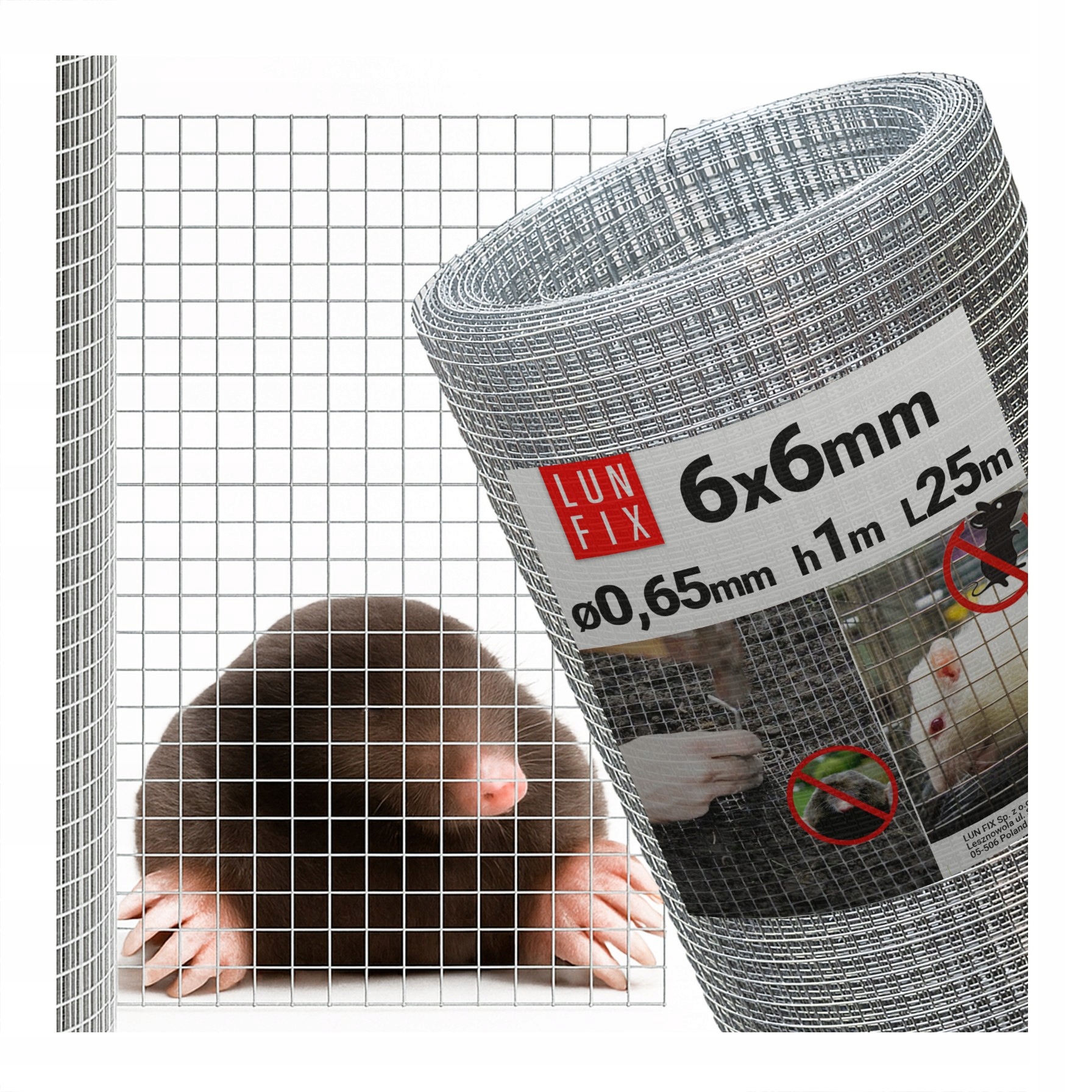 Síť proti hlodavcům 25 m na krtky kuny nornice kovová 6x6 h1 fi0,65