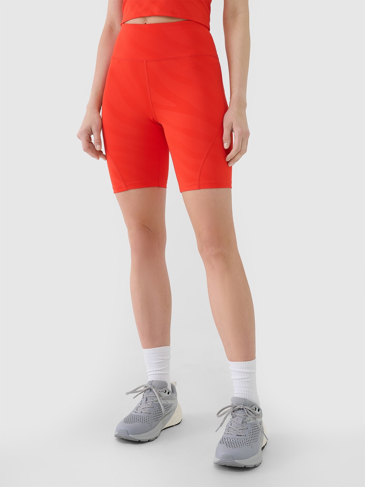 Krótkie Legginsy Damskie 4F Kolarki Treningowe Szybkoschnące Czerwone M