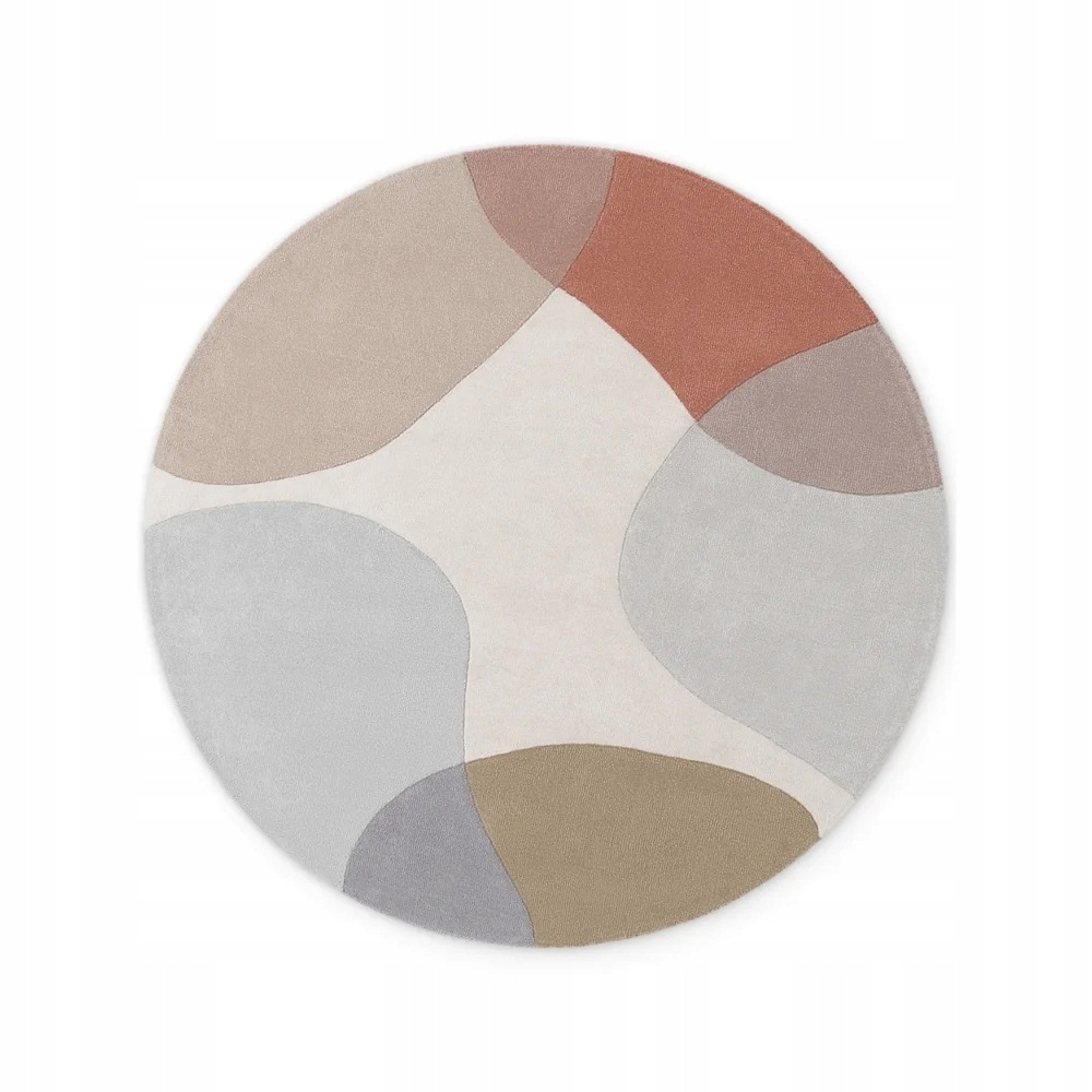 Dywan wełniany okrągły 200cm, kolorowy pastelowy tkany ręcznie,mękki włosie