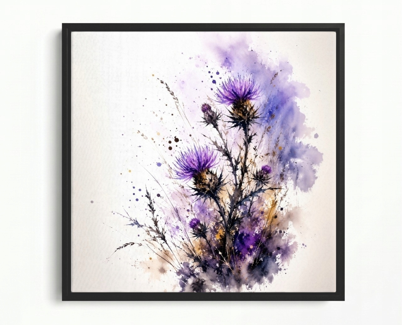 Obraz Rám Americký Box Akvarel Příroda Zahrada Louka Květiny Bodlák 40x40