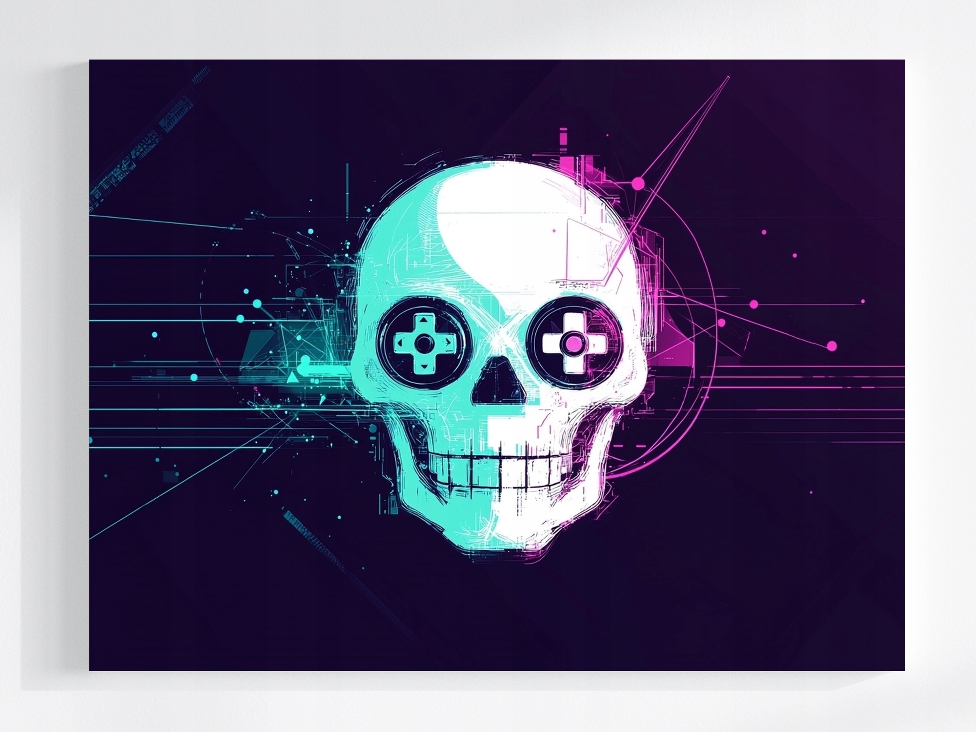 Obraz Na Plátně Canvas Gaming Lebka Gamer Neon Cyberpunk Pad 100x75