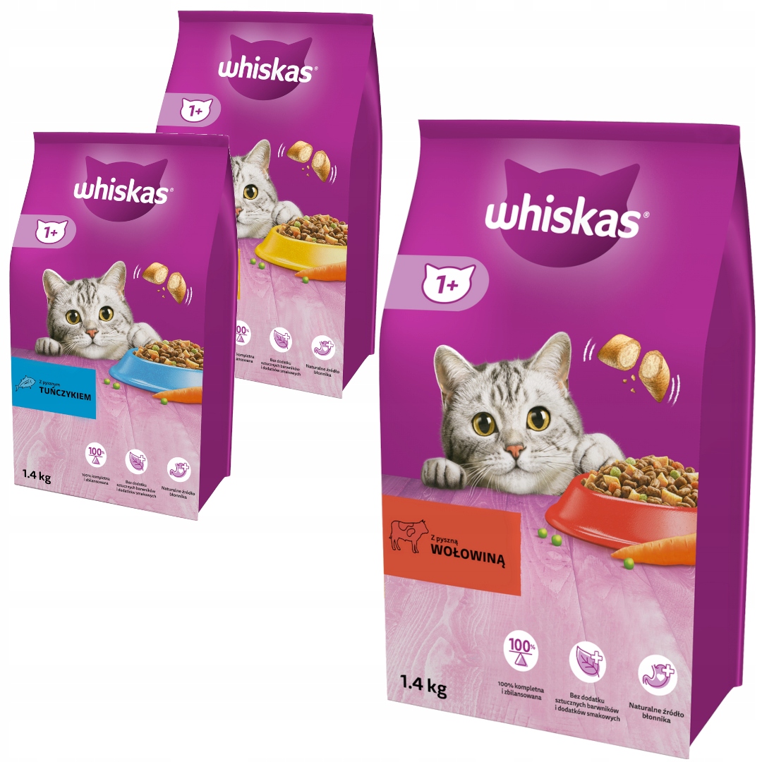 Whiskas Adult 3x1,4kg Suché Krmivo pro dospělé kočky Mix Chutí