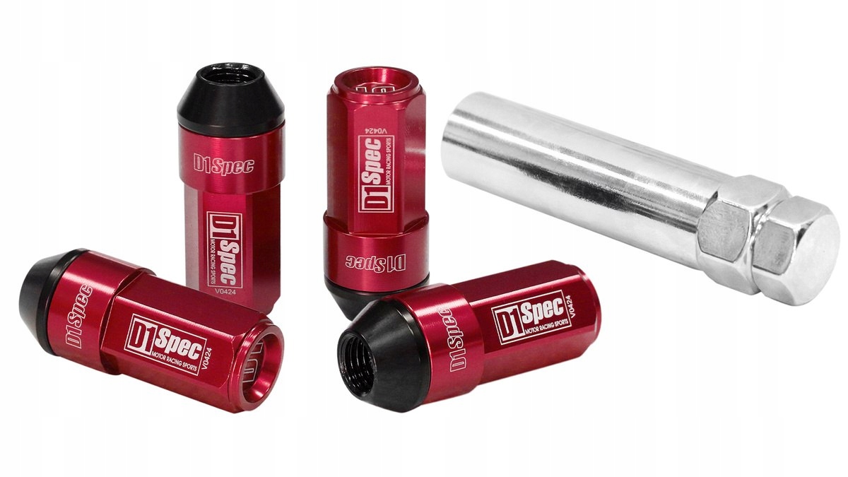 Kované matice D1Spec 2v1 Oceľ M12x1,25 54 mm Červené Heptagon