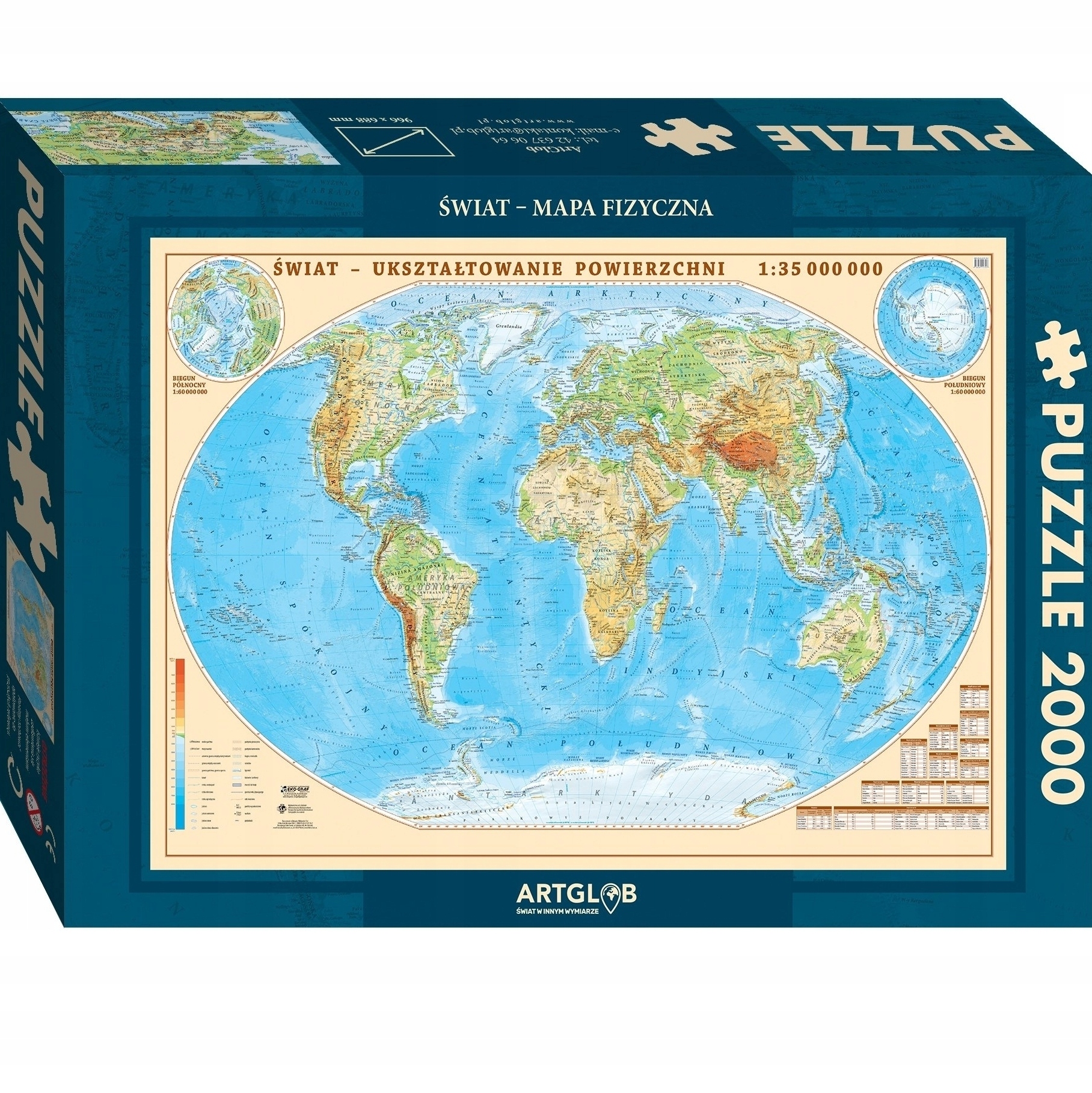 

Świat fizyczny mapa puzzle 2000 elementów ArtGlob