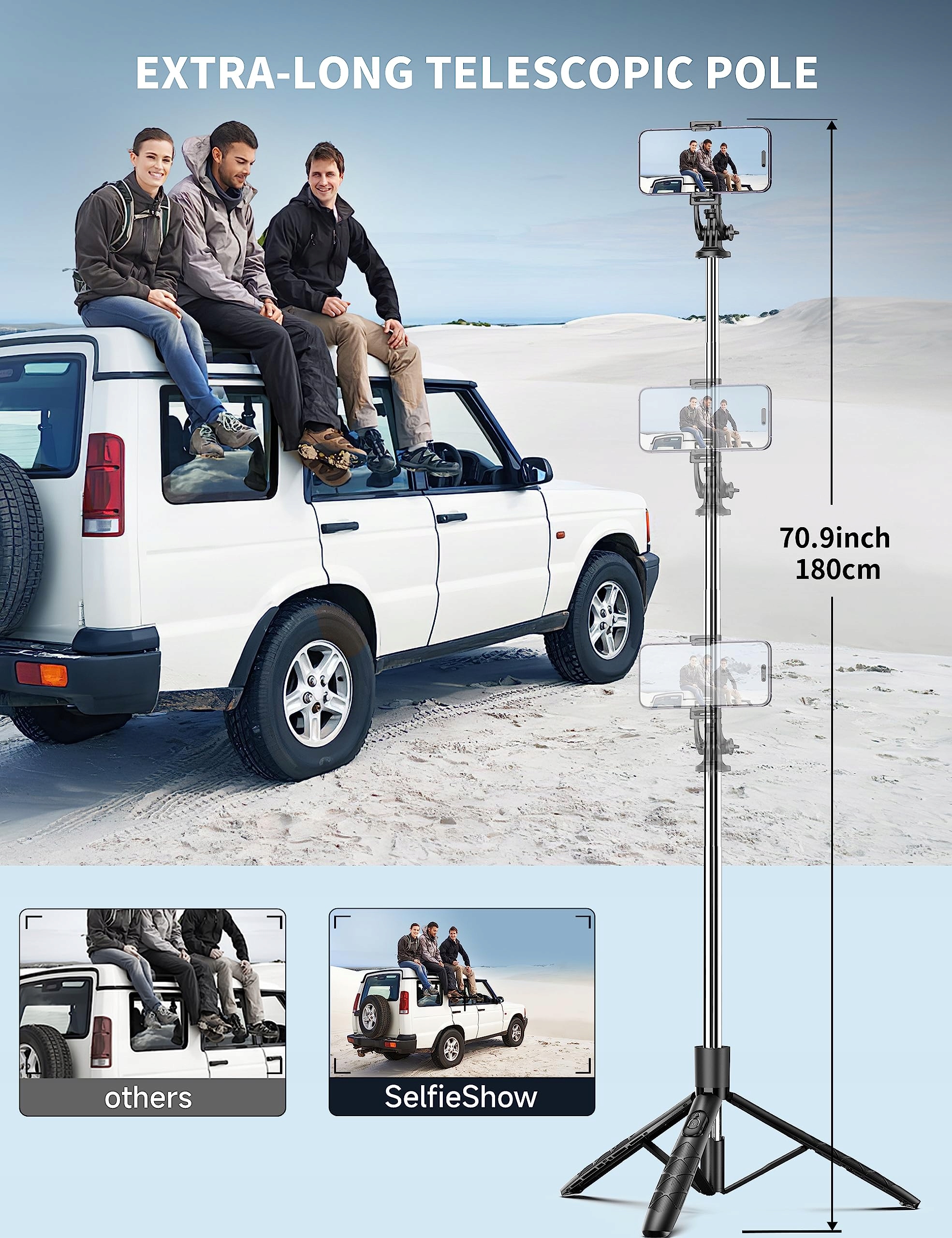 Selfie Stick z Pilotem do Smartfonów i Kamer — miniatura 2