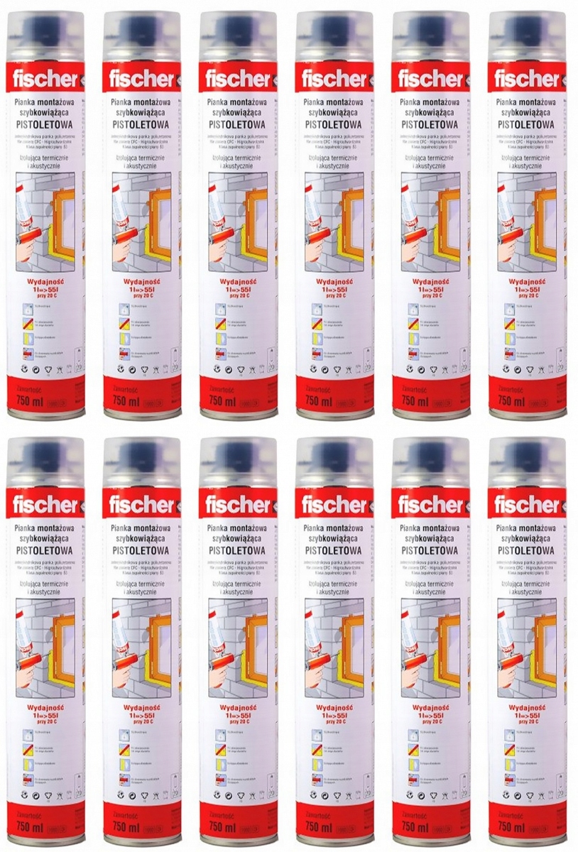 

12x Piana Fischer Letnia 750ml pianka montażowa Pu