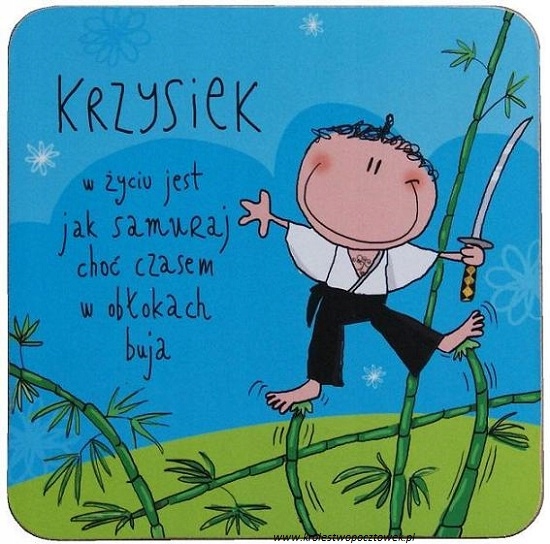 Kolorowa Podkładka pod kubek z imieniem KRZYSIEK