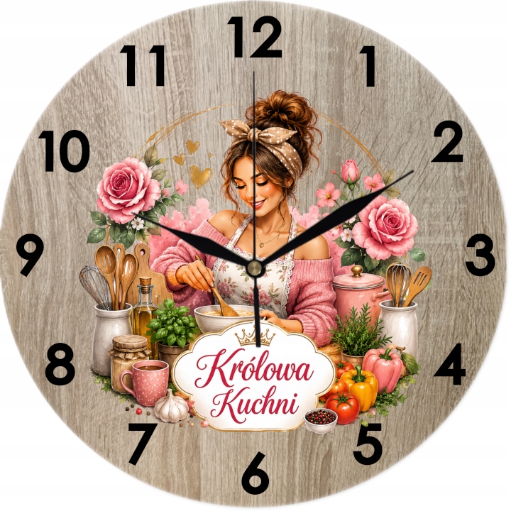 Nástěnné hodiny do kuchyně 35 cm Dárek Svátek Matek Maminka Královna kuchyně
