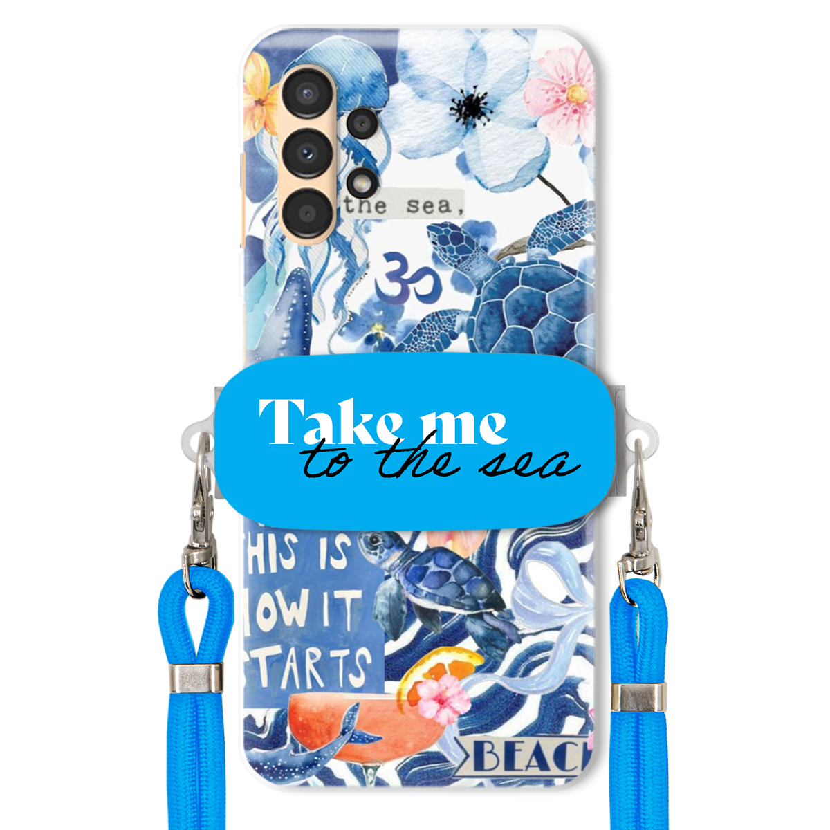 Puzdro pre Samsung A04S Premium Vodítko Modrá Držiak Take Me To The Sea