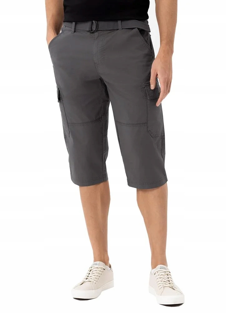 Pánské Kraťasy Kapsáče S Páskem Šedé Comfort Fit Volcano P-ergs M