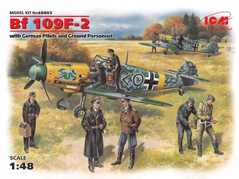 Bf 109F-2 s německými piloty a pozemním personálem 1:48