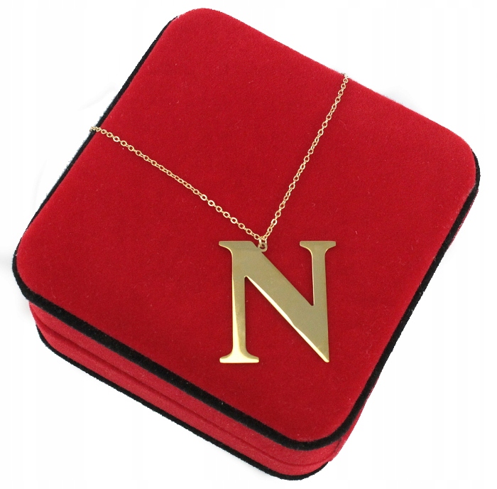 

Złoty Naszyjnik Duża Litera Literka N Stal 316L