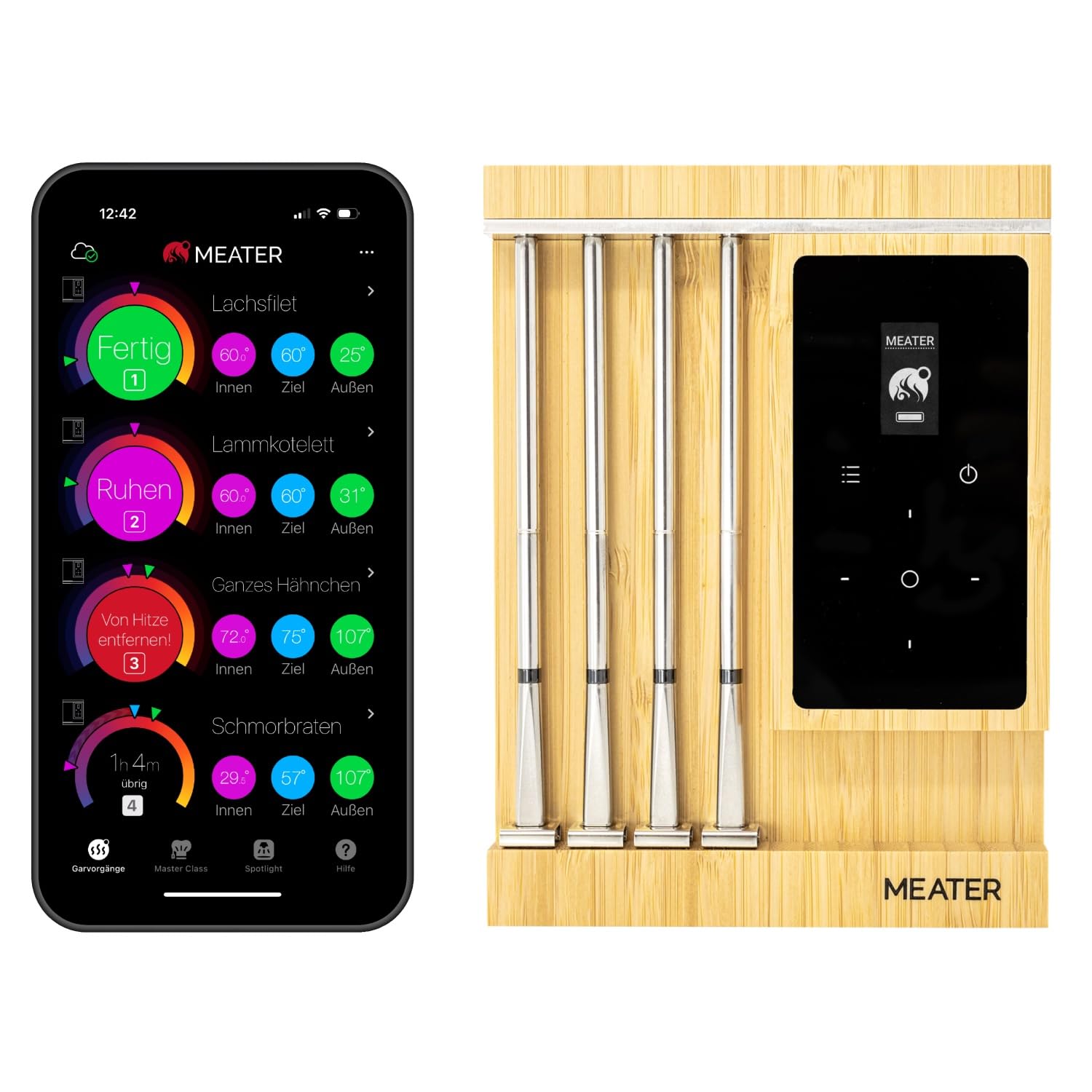 Meater Pro XL Bezprzewodowy termometr do mięsa z 4 sondami Wi-Fi