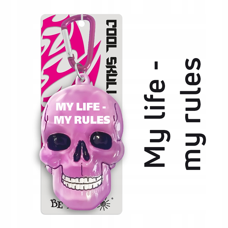 

Brelok stylowa czaszka My life-my rules, różowy