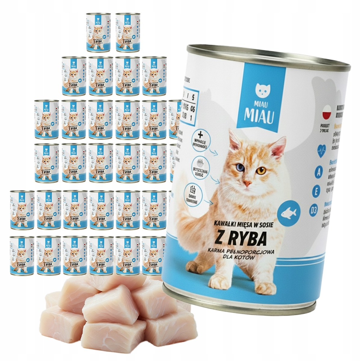 Miau Miau mokré krmivo pro kočky Ryba konzerva 36x415 g Kousky v omáčce