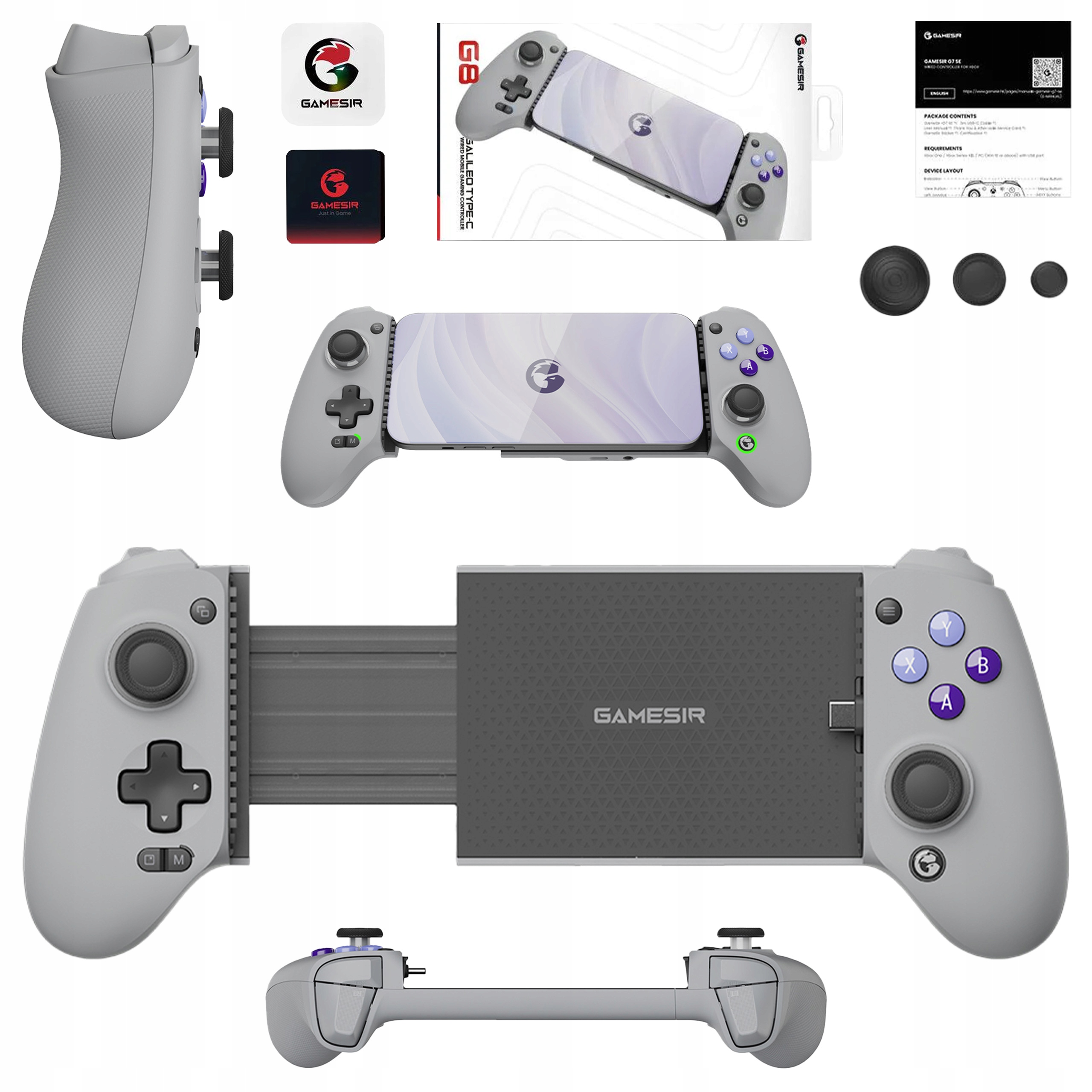 Mobilný ovládač GameSir G8 Galileo Usb-c s držiakom na telefón