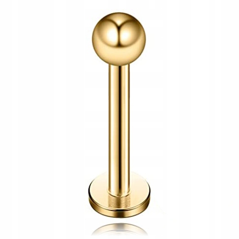 

Kolczyk Labret Z Kulką Złoty Tytan G23 1,2/8/3