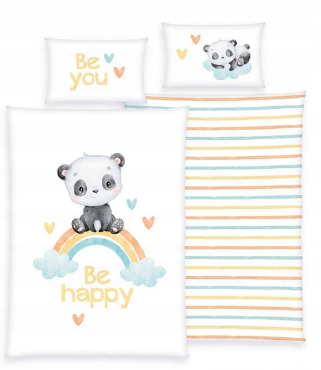 Pościel Flanelowa Do Łóżeczka 100X135 Miś Panda Miękka Niemowlęca
