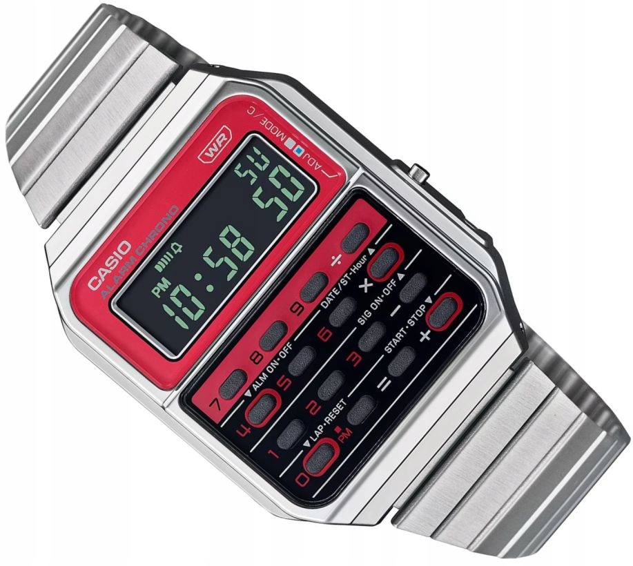 Originální Pánské Hodinky Casio CA-500WE-4BEF S Kalkulačkou Vintage Red Box