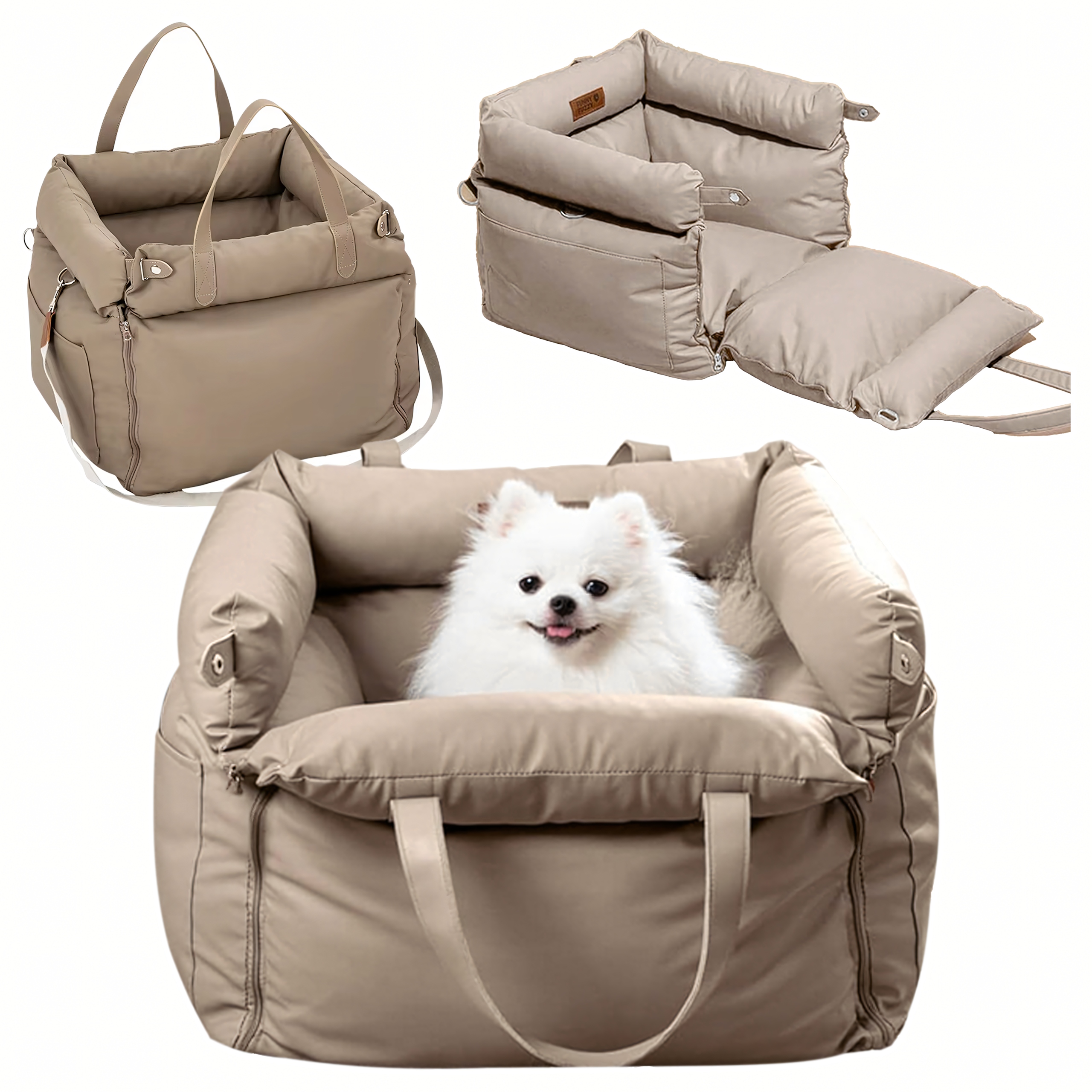 Levně Kožená Přepravka taška Pelíšek pro psa kočku do auta Premium