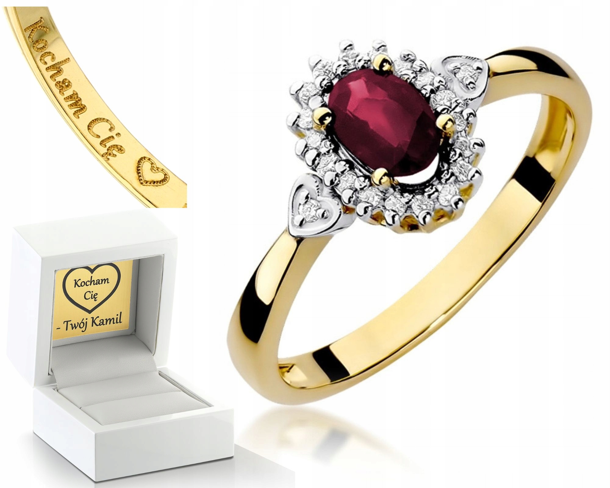 Prstýnek S Briliantovým Rubínem Gravírování Bonus 585