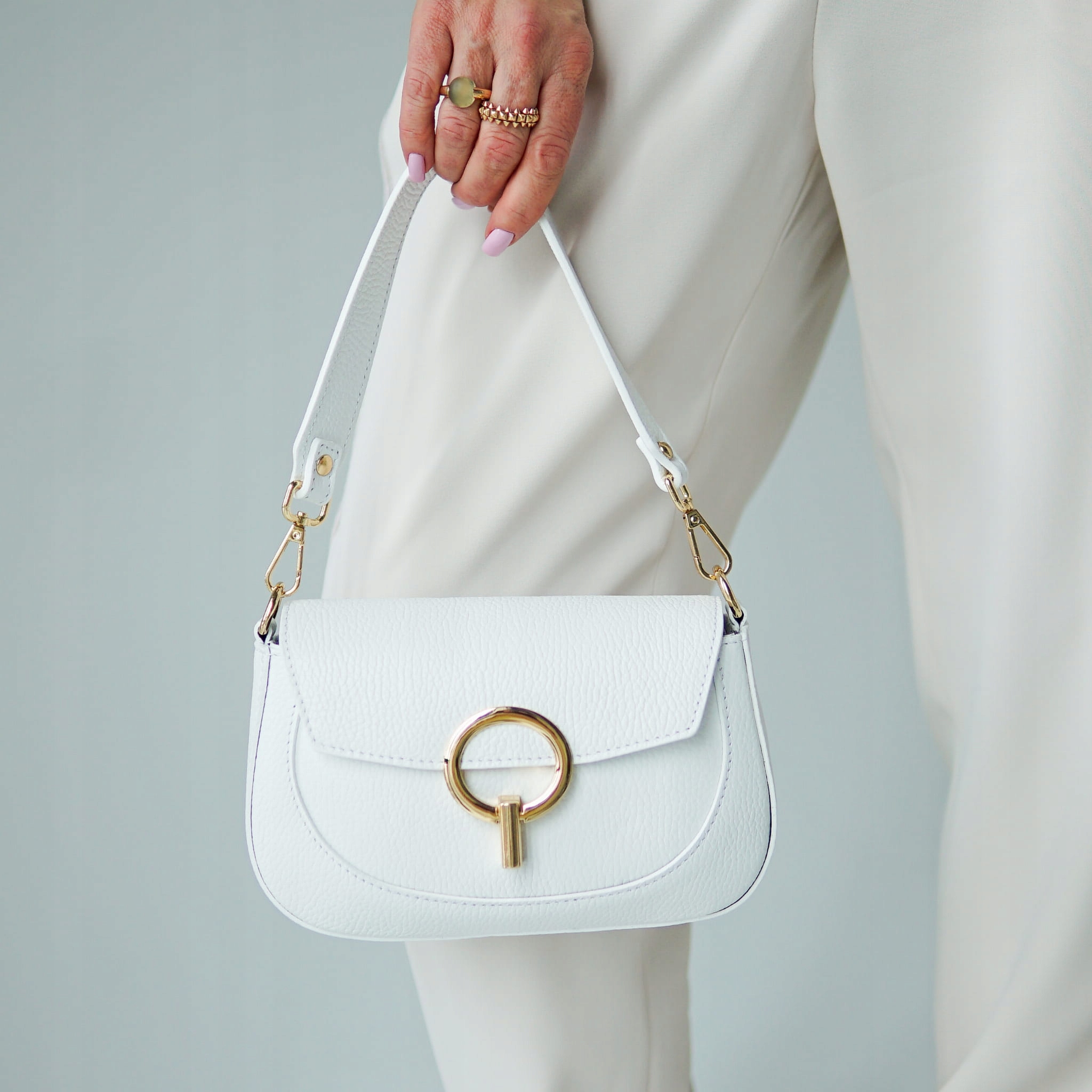 Dámská kabelka z přírodní kůže Katarzyna-M Bílá