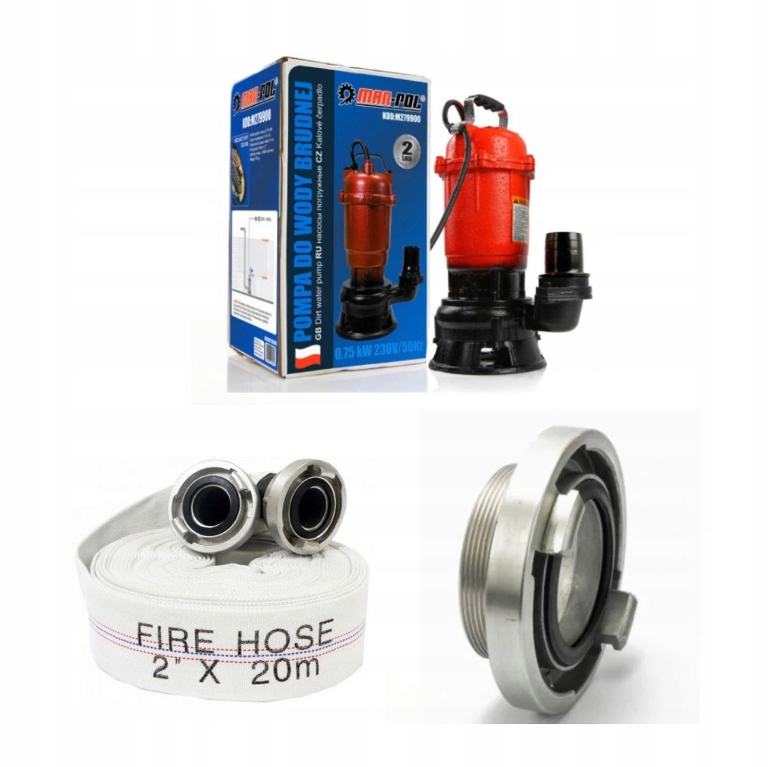 Čerpadlo Na Špinavú Vodu Mar-pol Hasičská Hadica 2" 20M Rýchlospojka