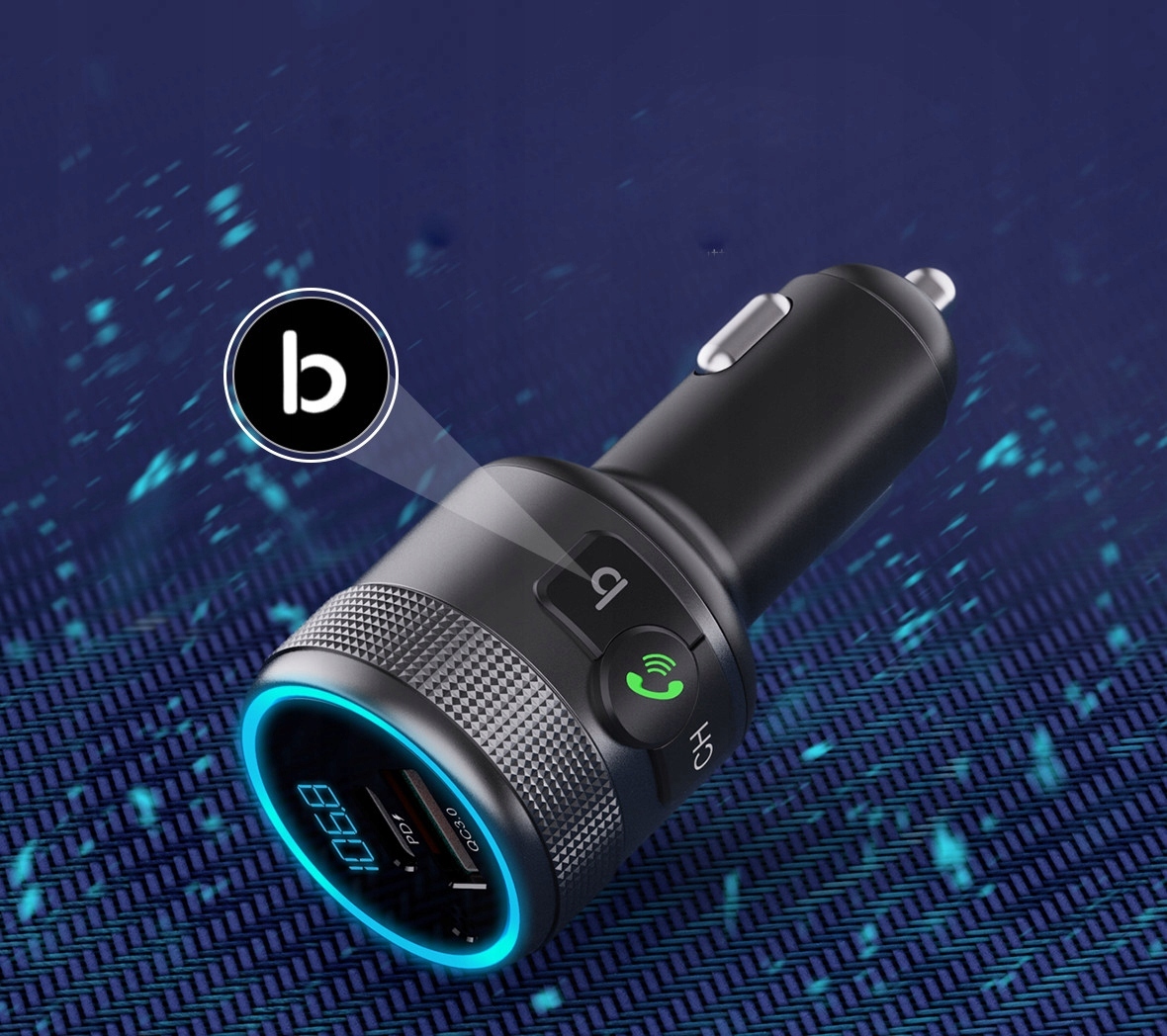 TRANSMITER FM BLUETOOTH USB TYP C QC 3.0 + PD BASS Informacje o bezpieczeństwie CE
