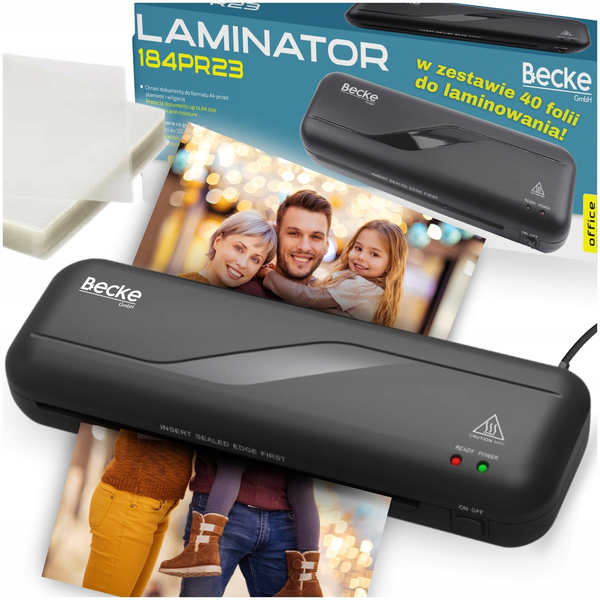 ZESTAW DO LAMINOWANIA LAMINATOR PAPIERU A4 LAMINARKA NA GORĄCO + 40 FOLII