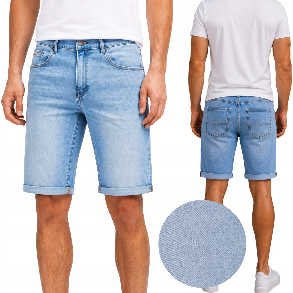 Kraťasy světlé denimové oděrky casual PL202515 W35