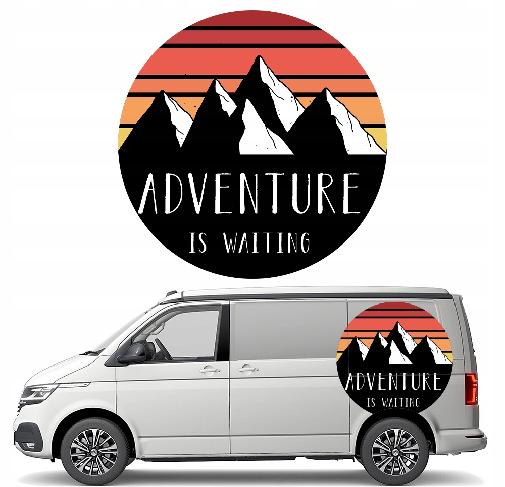 Naklejka Grafika na kamper przyczepę kempingową Góry Adventure 90x90 Druk