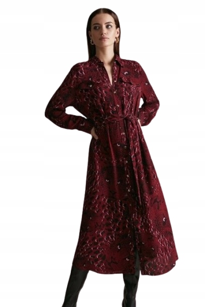 Karen Millen Šaty MIDI Košilová Modrá 34 1A6F1_C* 34 1_6