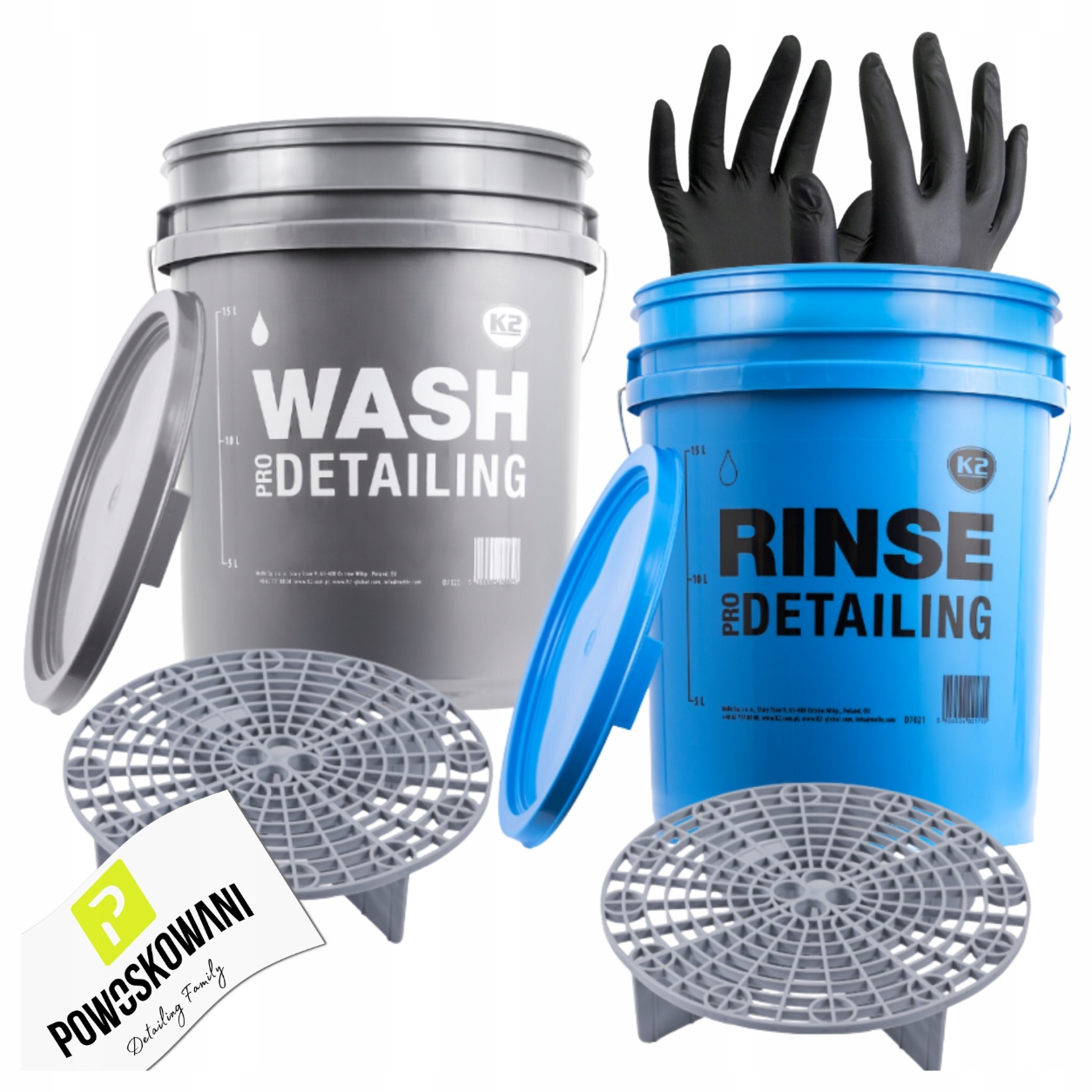 Wiadro do mycia auta K2 zestaw 2x20 l wash i rinse z separatorem brudu