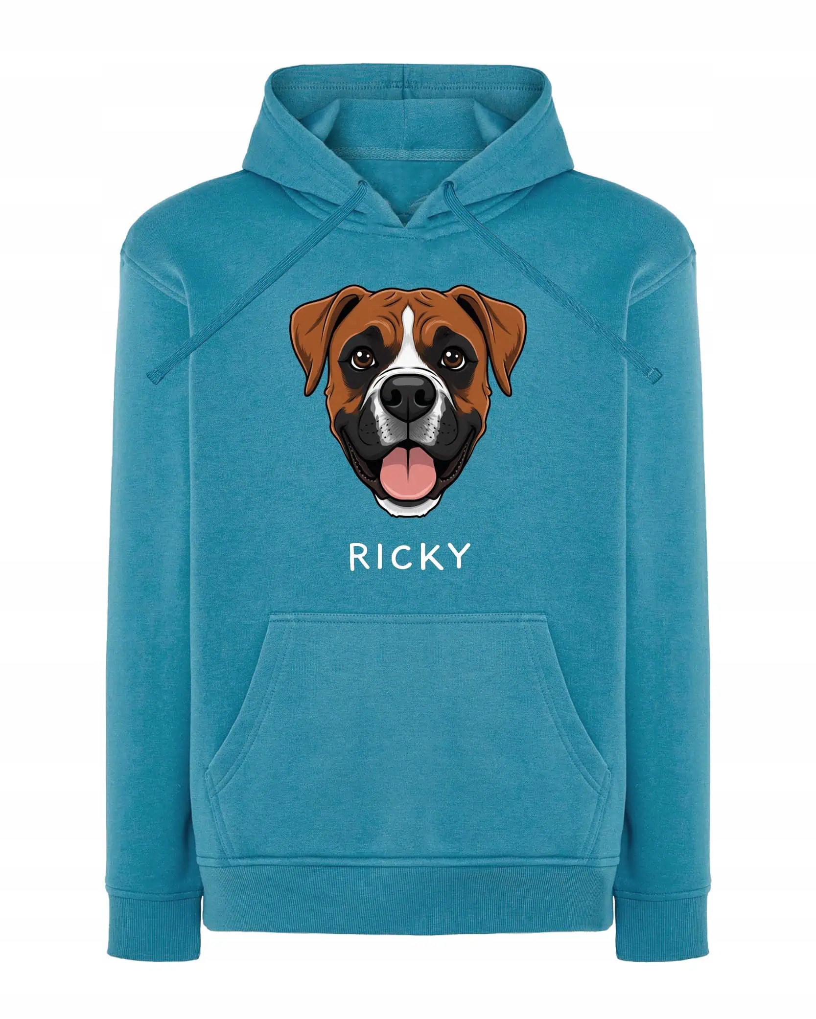 Mikina s kapucí Boxer Personalizovaná Pupil Pes Světle modrá L
