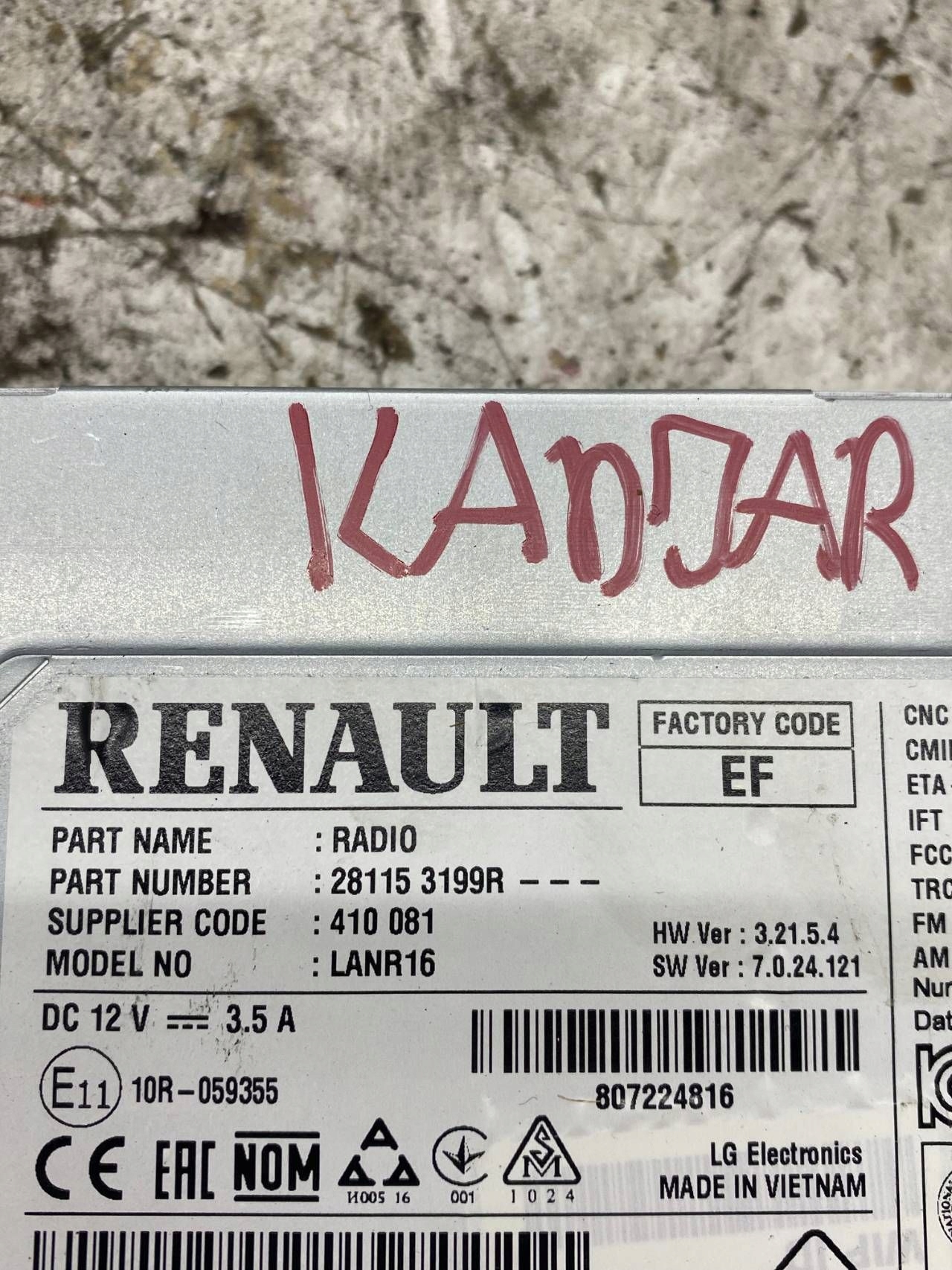 RENAULT KADJAR RADIO navigation player NAPED 281153199R
