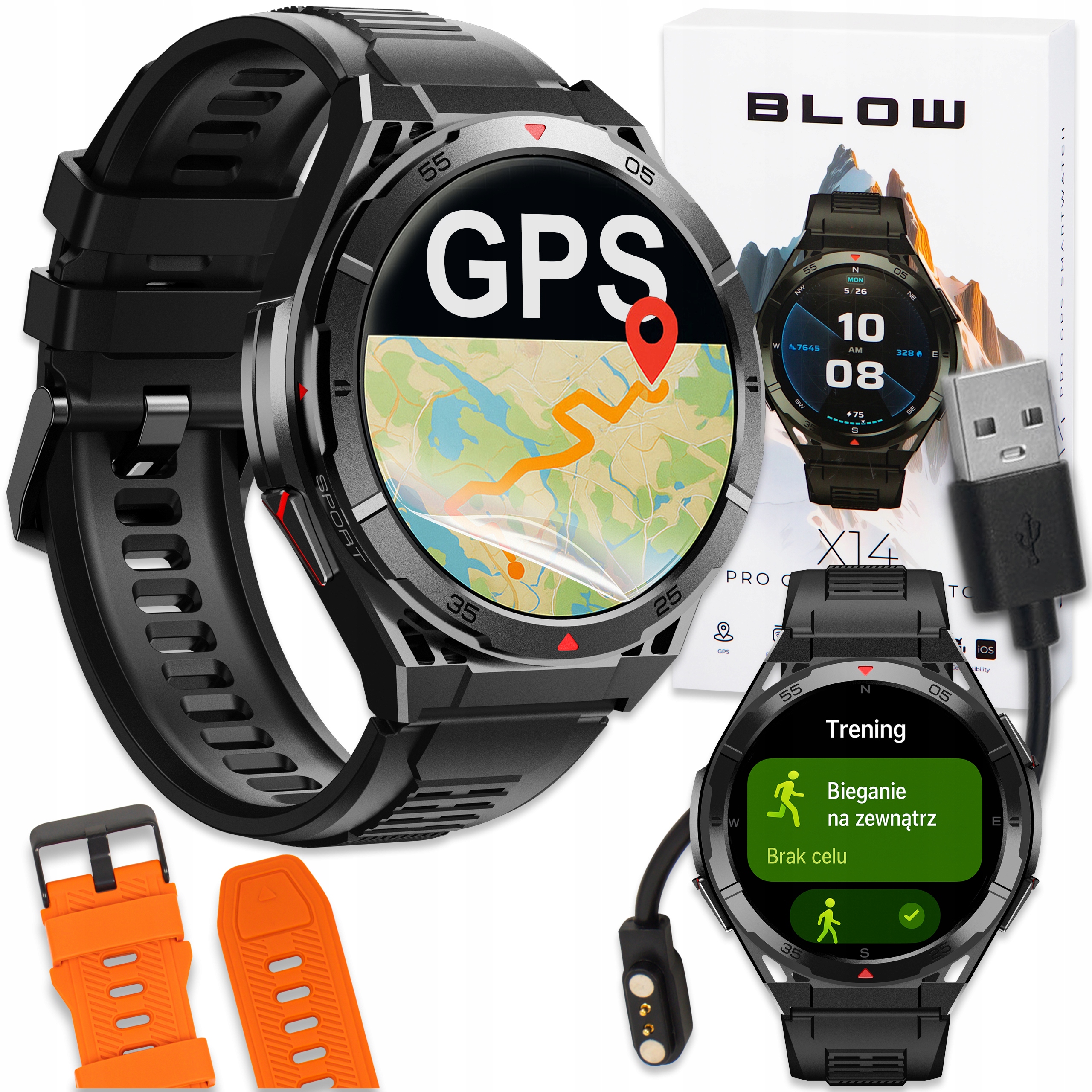 Smartwatch Pánske Hodinky Gps Amoled Vodotesné Sport Menu Pl Smart Watch