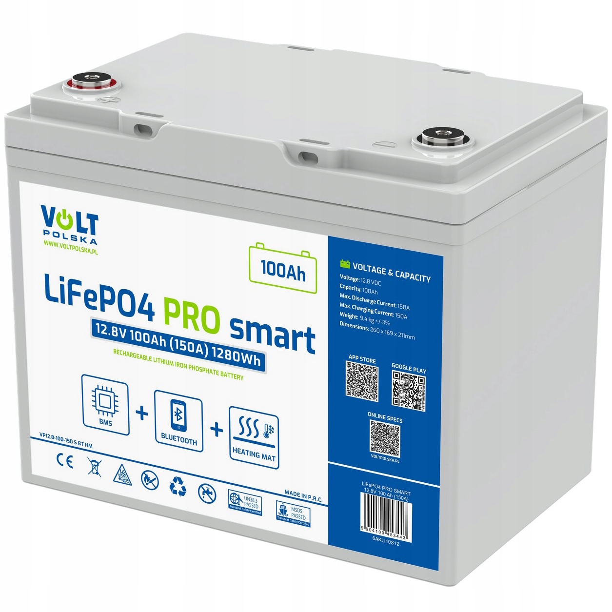 Akumulátor LiFePO4 Pro Smart 12,8V 100 Ah (150A) BlueTooth Vyhřívací podložka