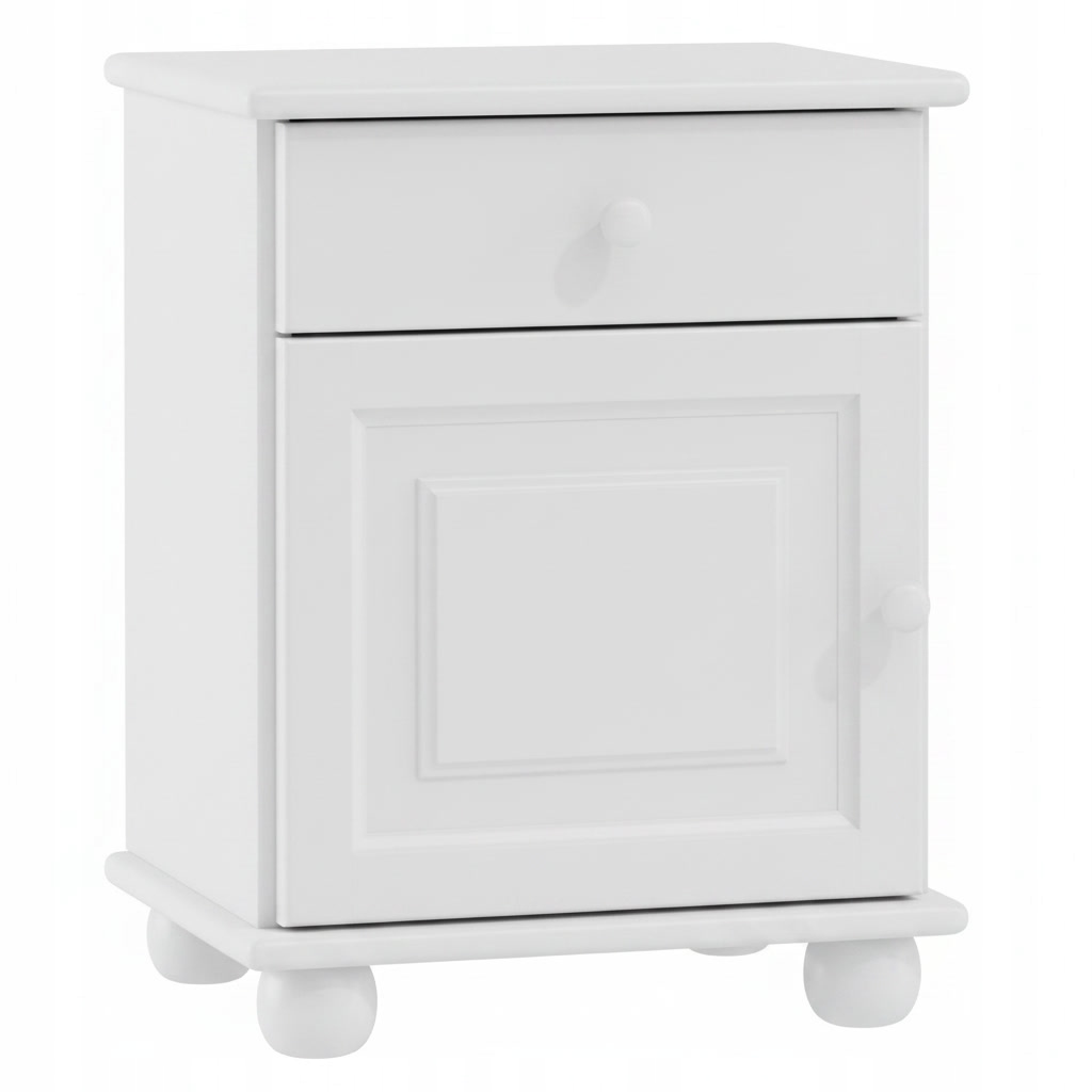 Noční stolek dřevěný masivní dřevo šuplík úložný prostor ložnice Bílá