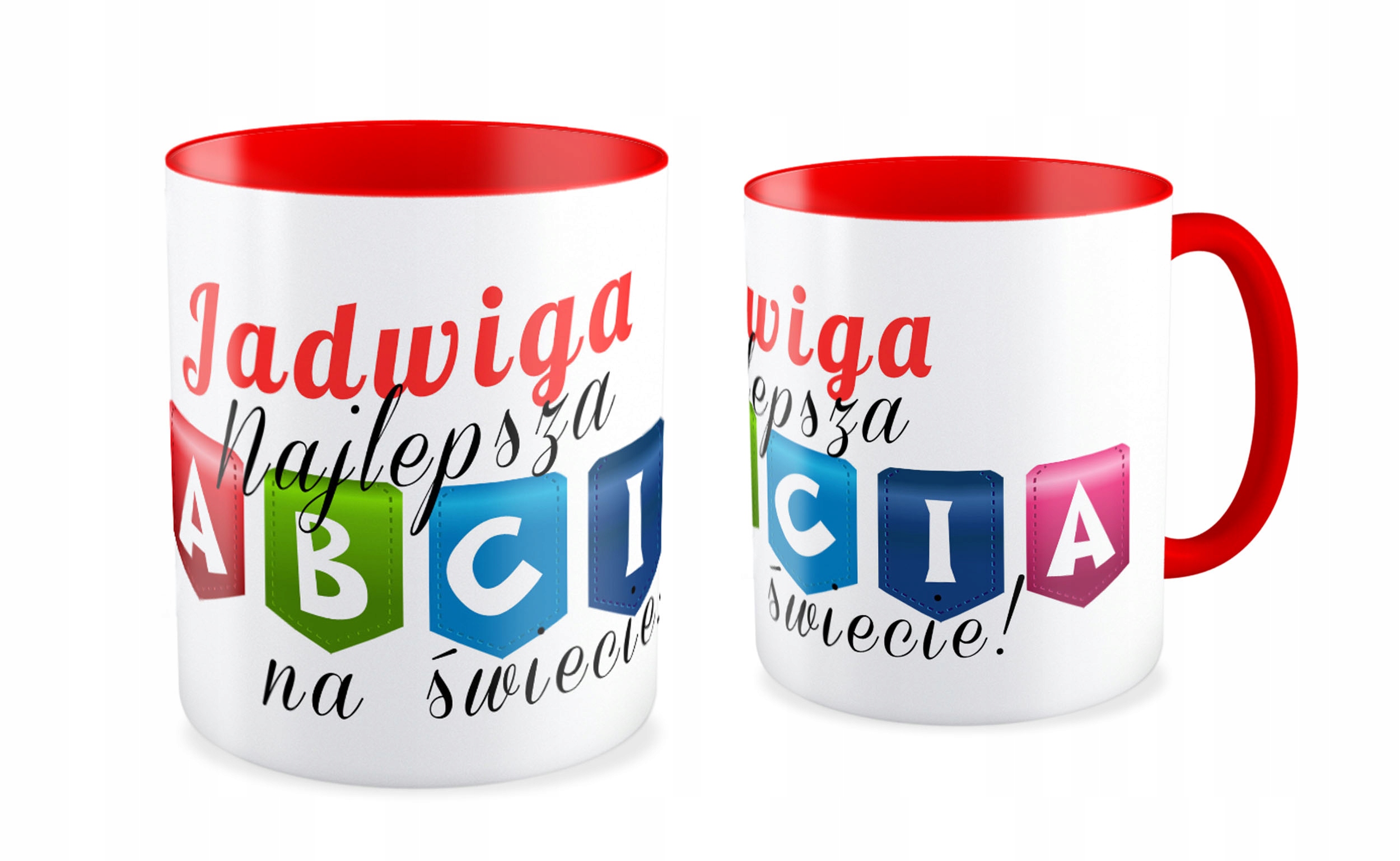 

Kubek czerwony Dzień Babci Dużo Wzorów + Imię
