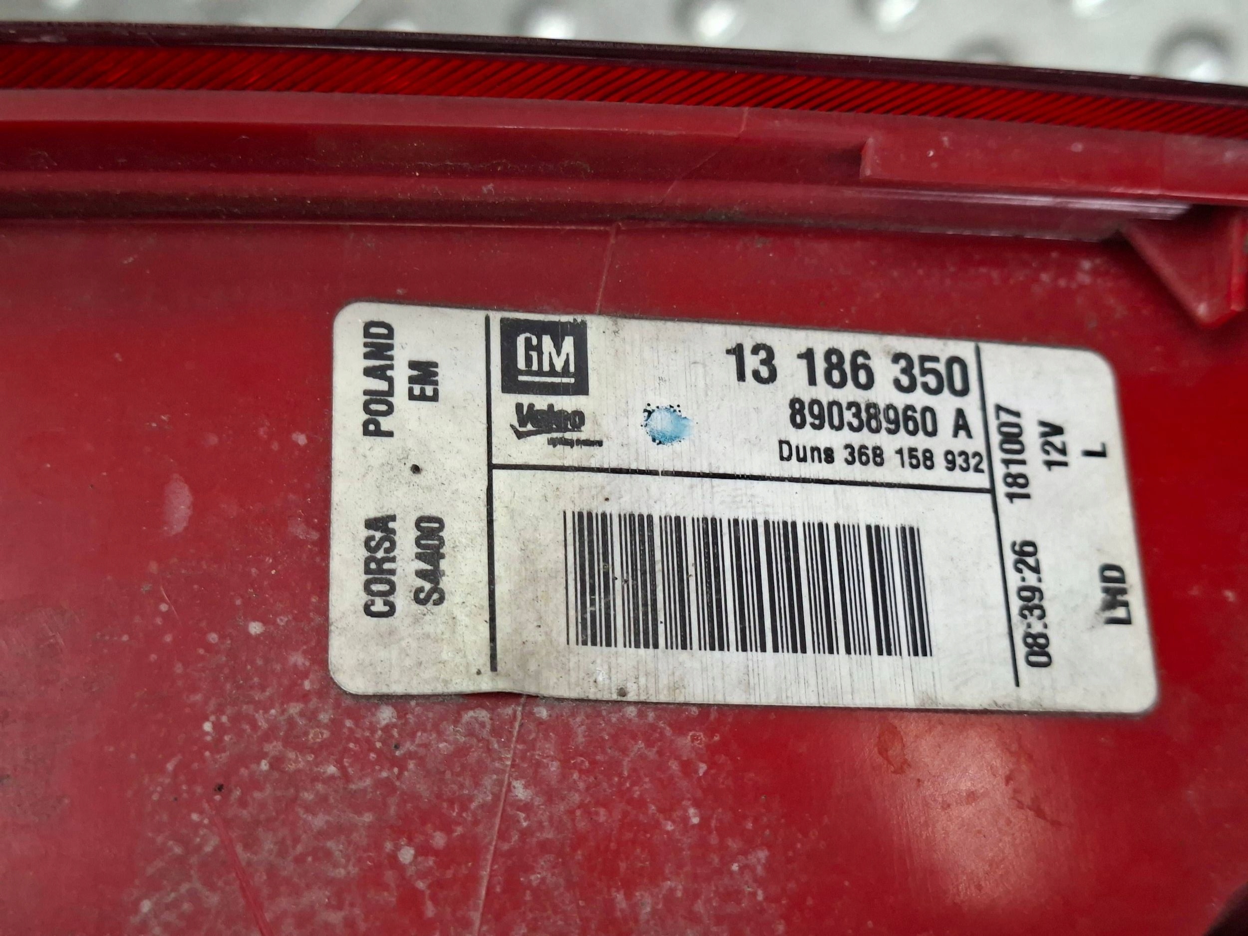 light left rear part 13186350 OPEL CORSA D 3 door 2006