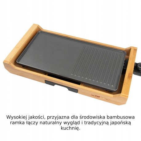 ELEKTRYCZNY GRILL STOŁOWY NA BAMBUSOWEJ CLATRONIC Model 263865