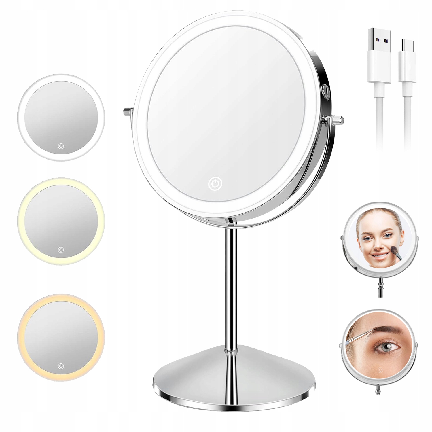 Kosmetické Podsvícené Led Zvětšovací Zrcátko Pro Líčení, Otočné